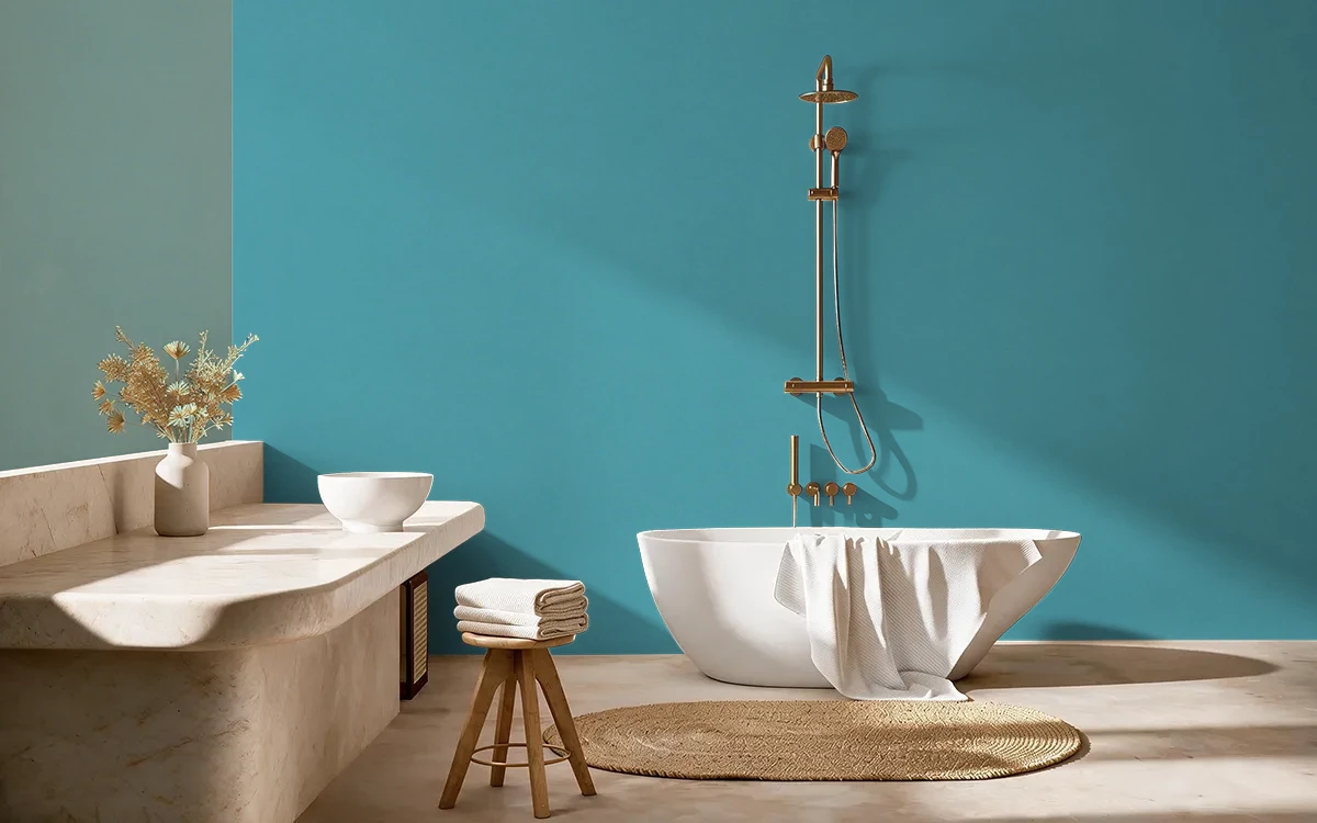 Nippon Paint's EQUATOR BLUE color on different wall surfaces.