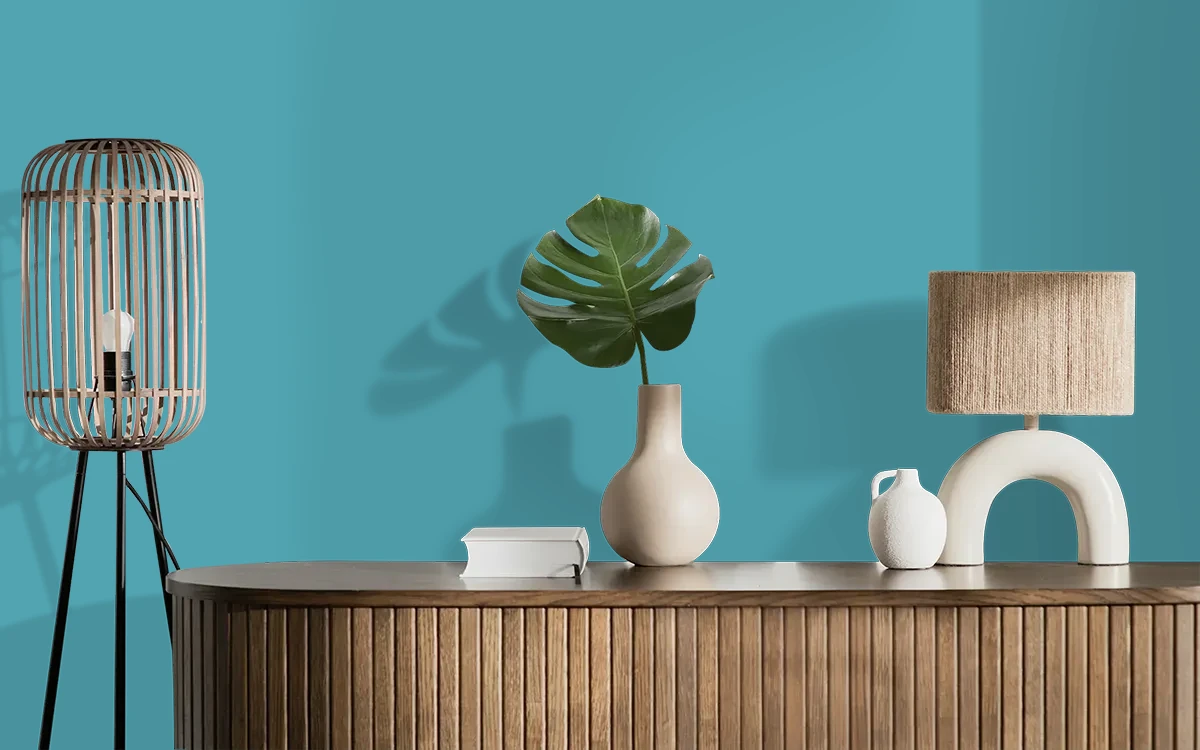 Nippon Paint's EQUATOR BLUE color on different wall surfaces.