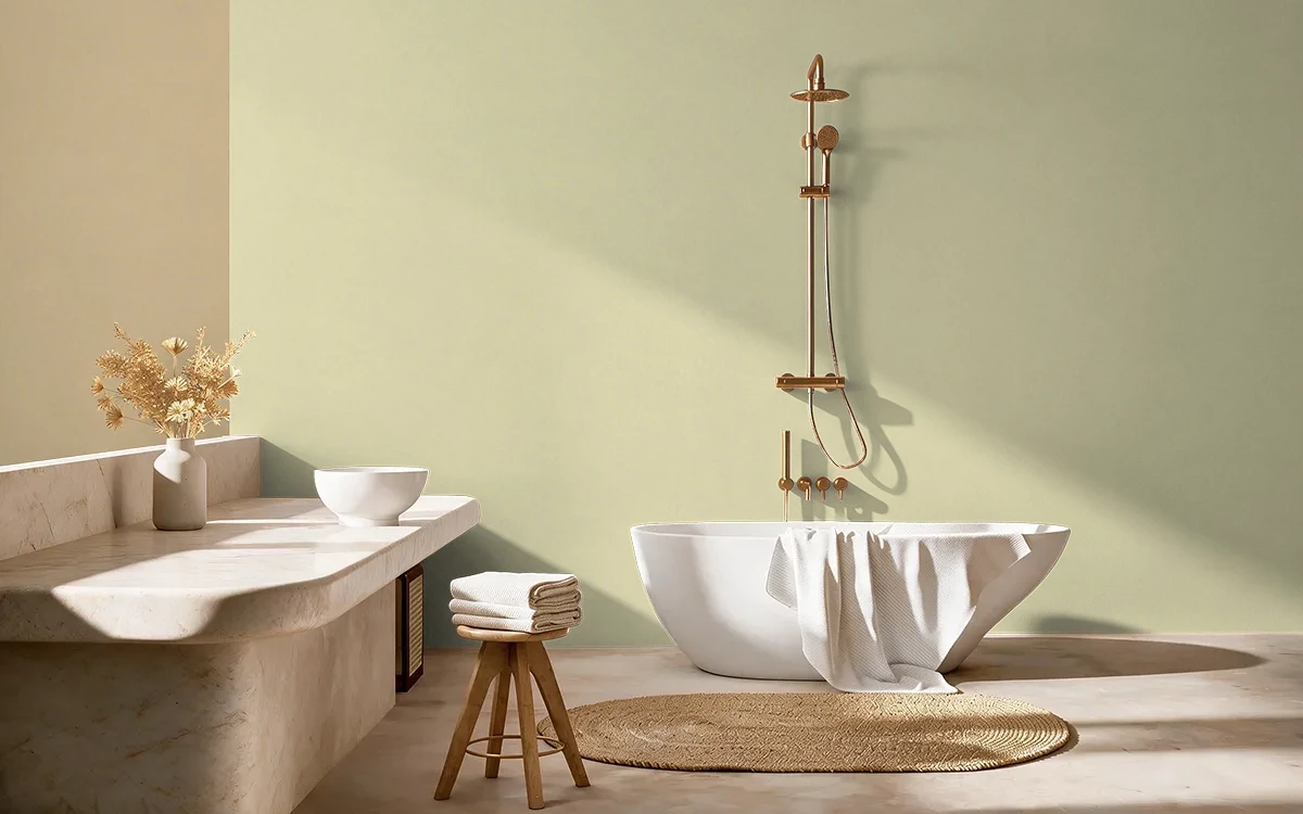 Nippon Paint's EVASIVE YELLOW color on different wall surfaces.