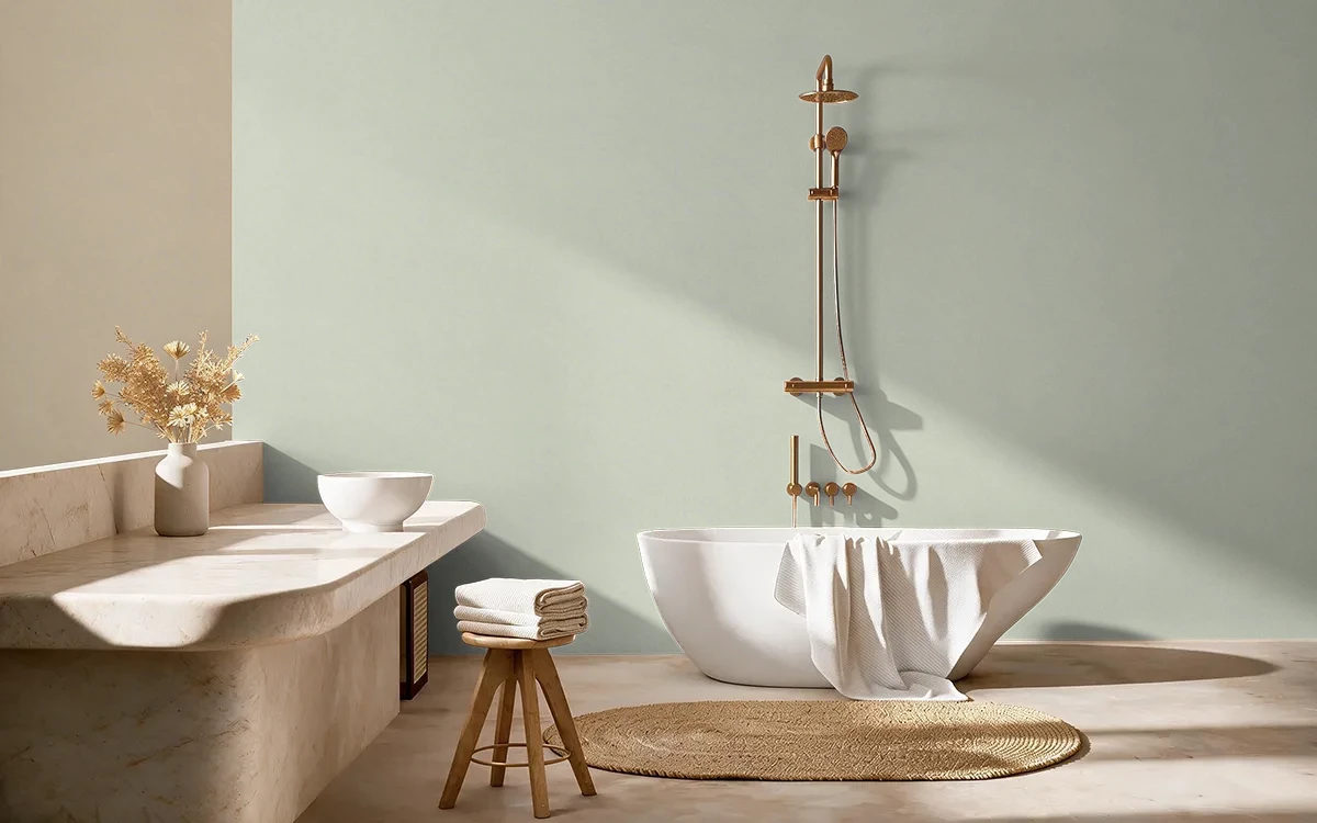 Nippon Paint's EVENING BREEZE color on different wall surfaces.