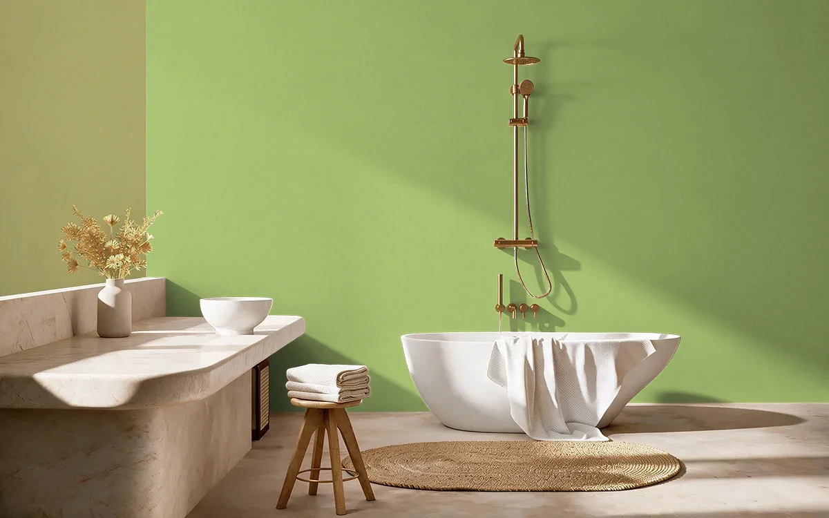 Nippon Paint's EXCLUSIVE GREEN color on different wall surfaces.
