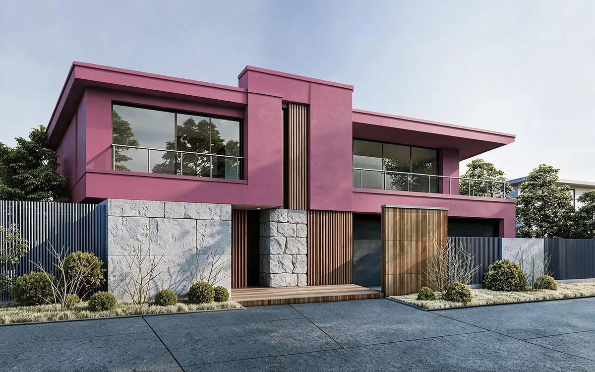 Nippon Paint's EXOTIC BLOOM color on different wall surfaces.