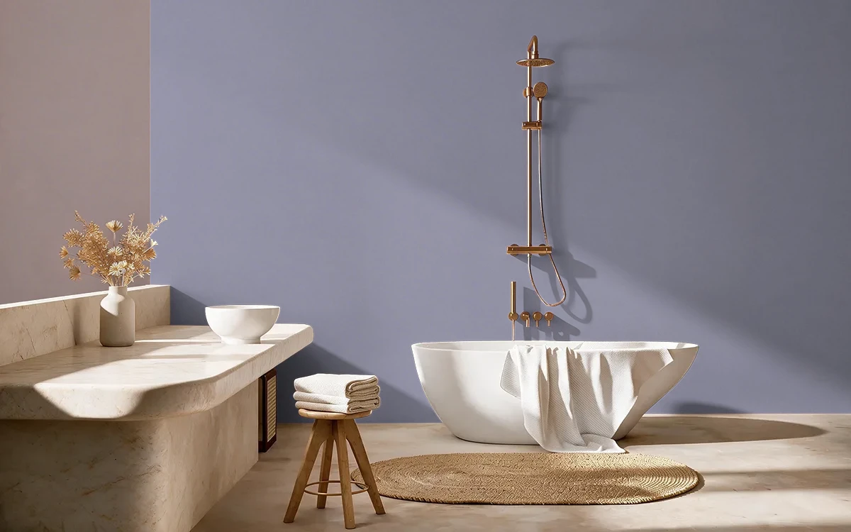 Nippon Paint's FADED LILAC color on different wall surfaces.