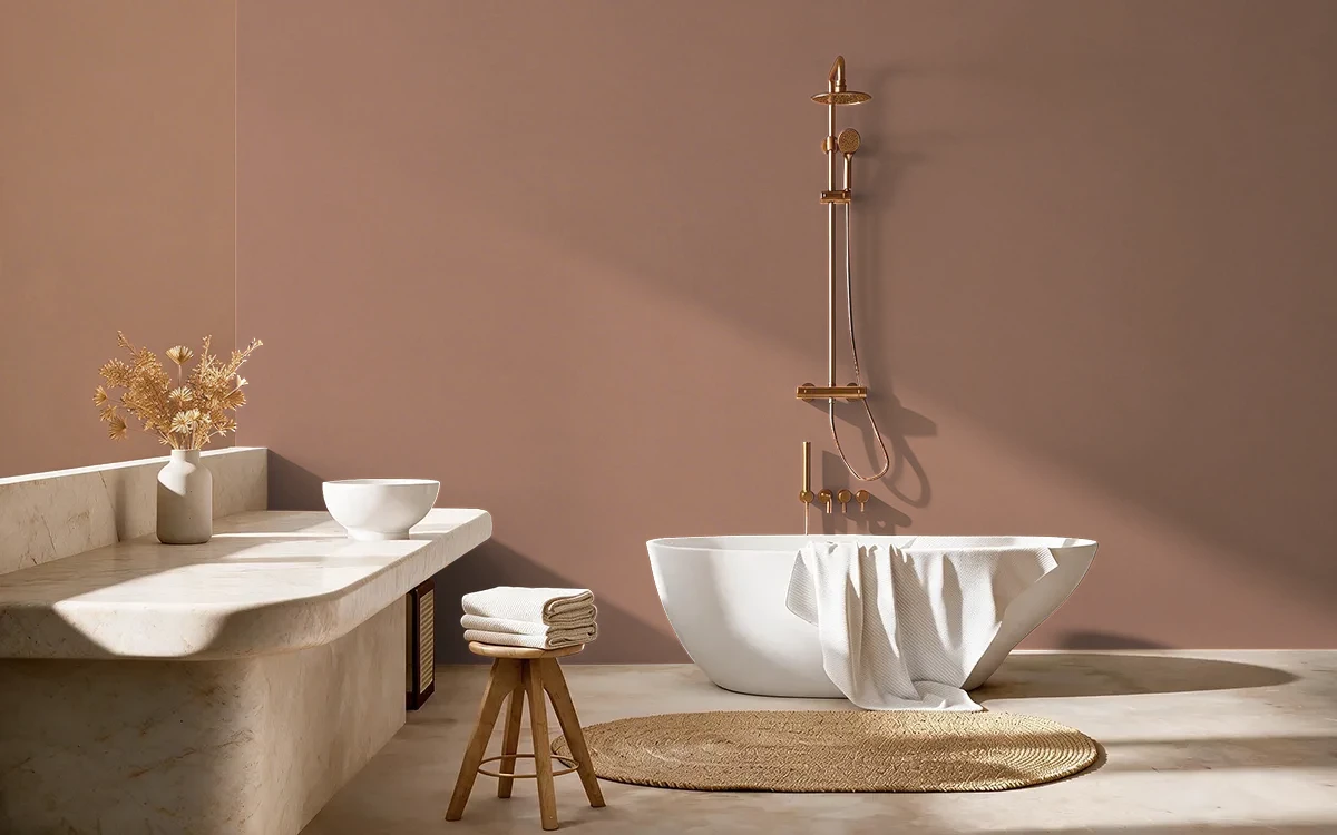 Nippon Paint's FALLEN LEAVES color on different wall surfaces.