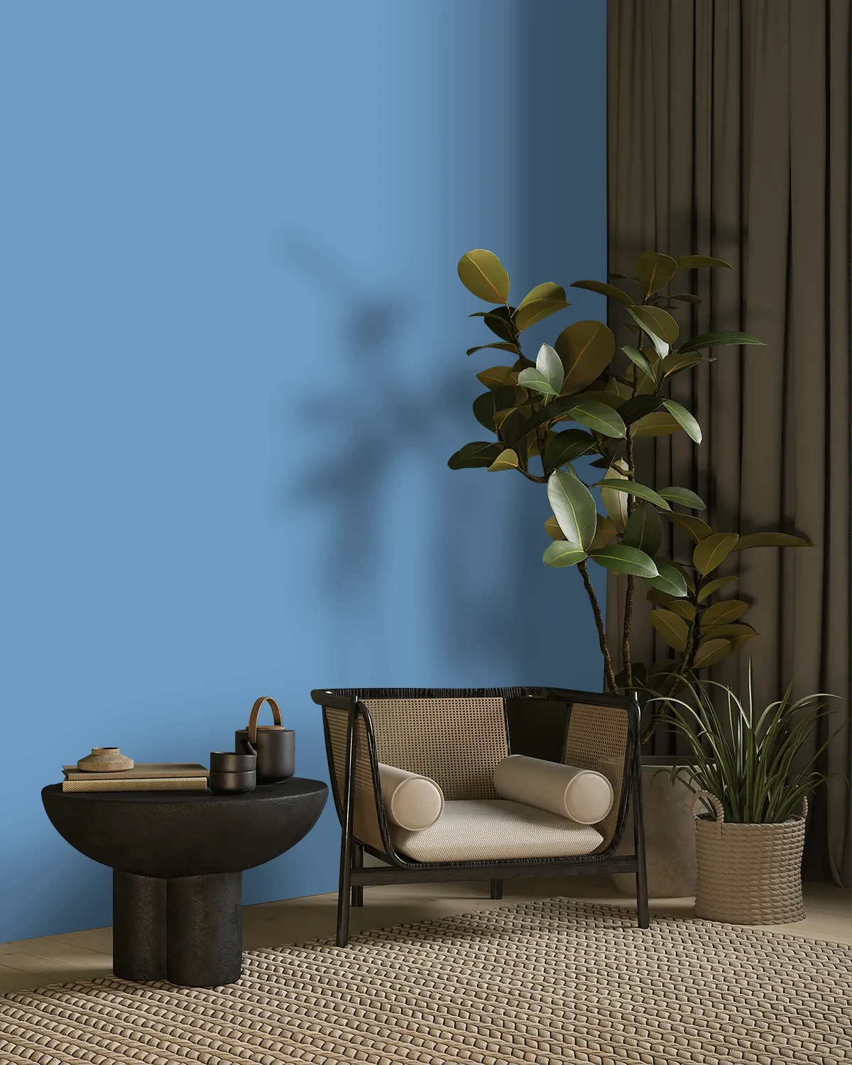 Nippon Paint's FALLING WATERS color on a beautifully decorated wall.