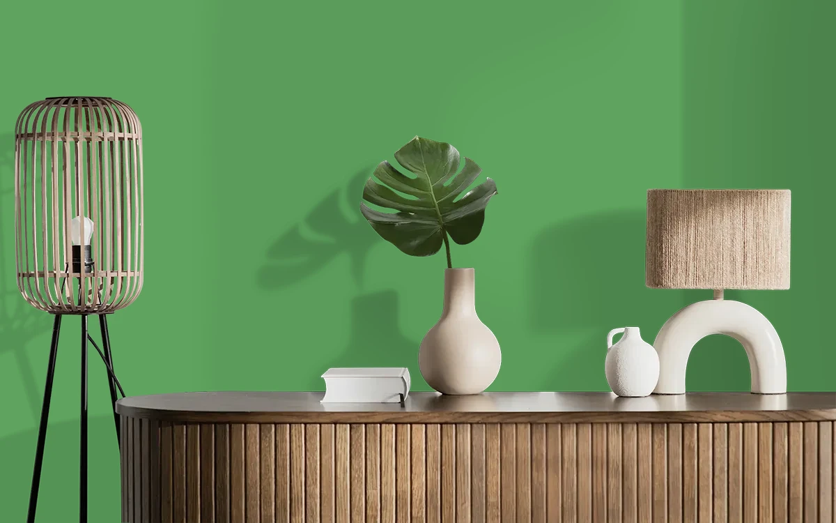 Nippon Paint's FARAWAY LAND color on different wall surfaces.