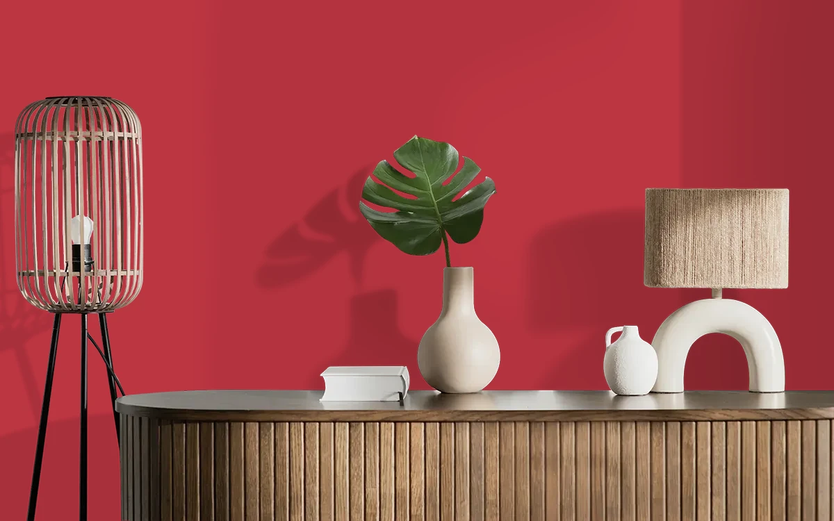 Nippon Paint's FASHION RED color on different wall surfaces.