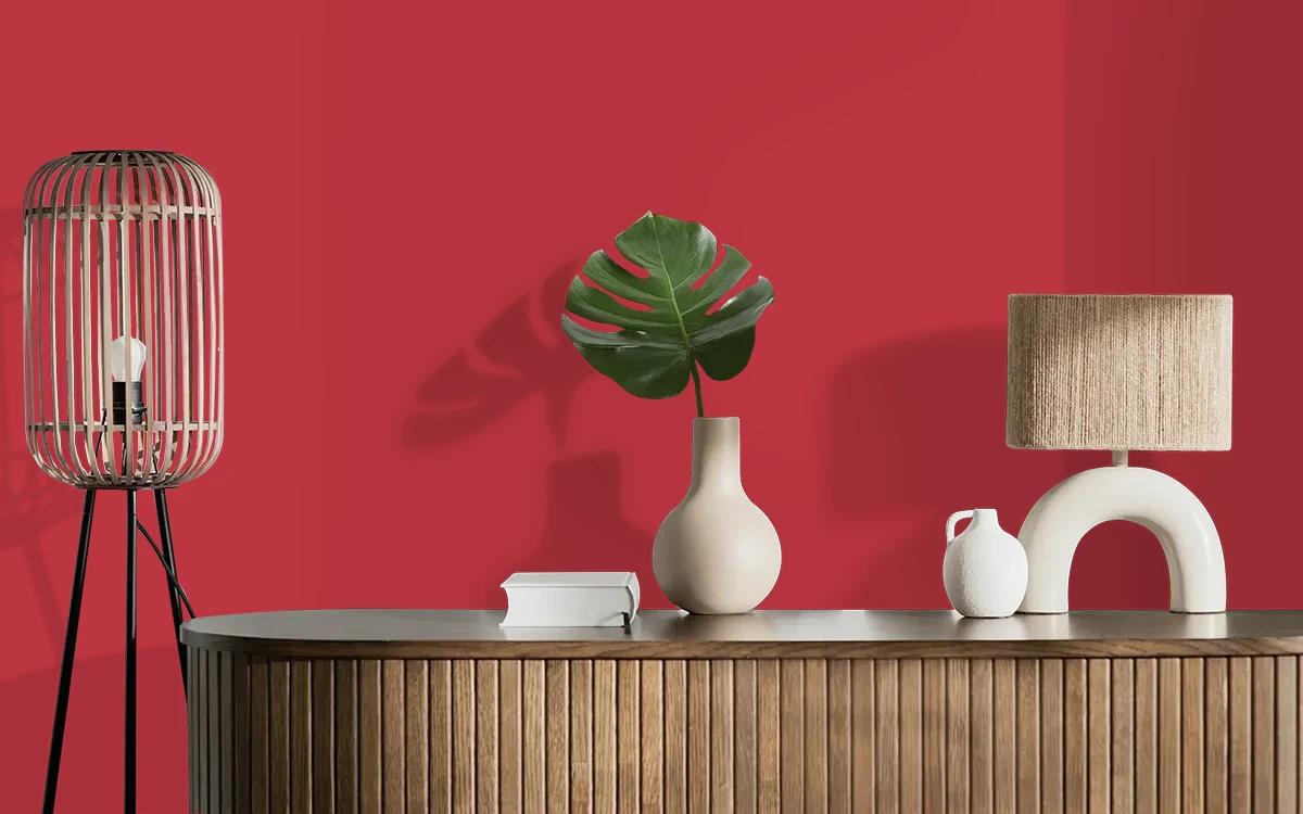 Nippon Paint's FASHION RED color on different wall surfaces.