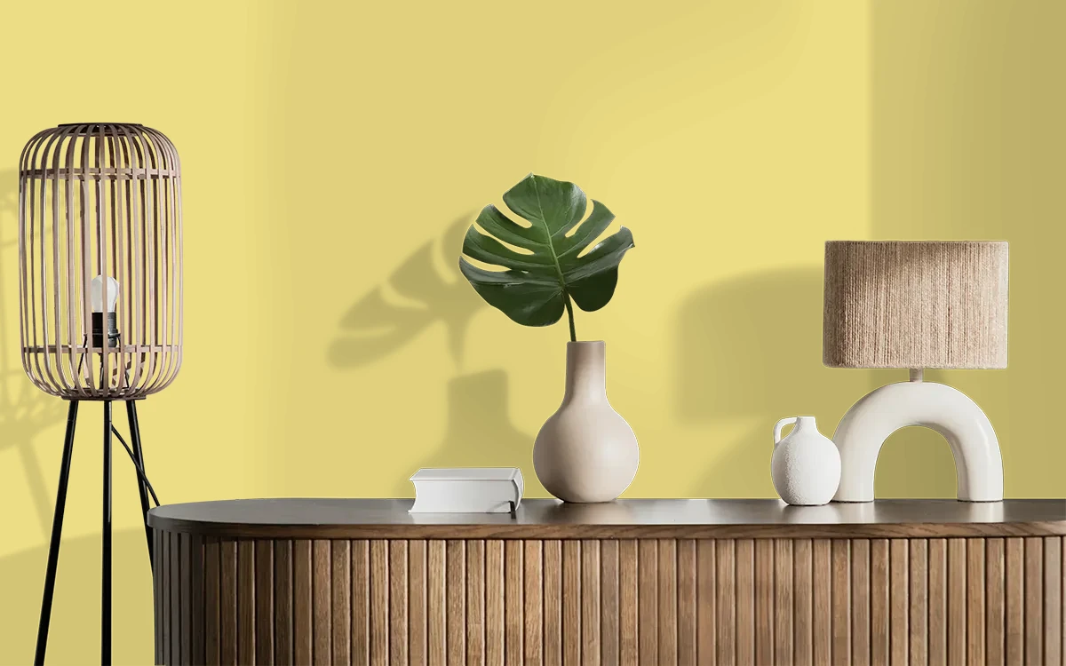Nippon Paint's FEATHER GOLD color on different wall surfaces.