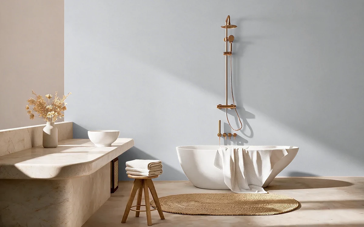 Nippon Paint's FEATHER WHITE color on different wall surfaces.