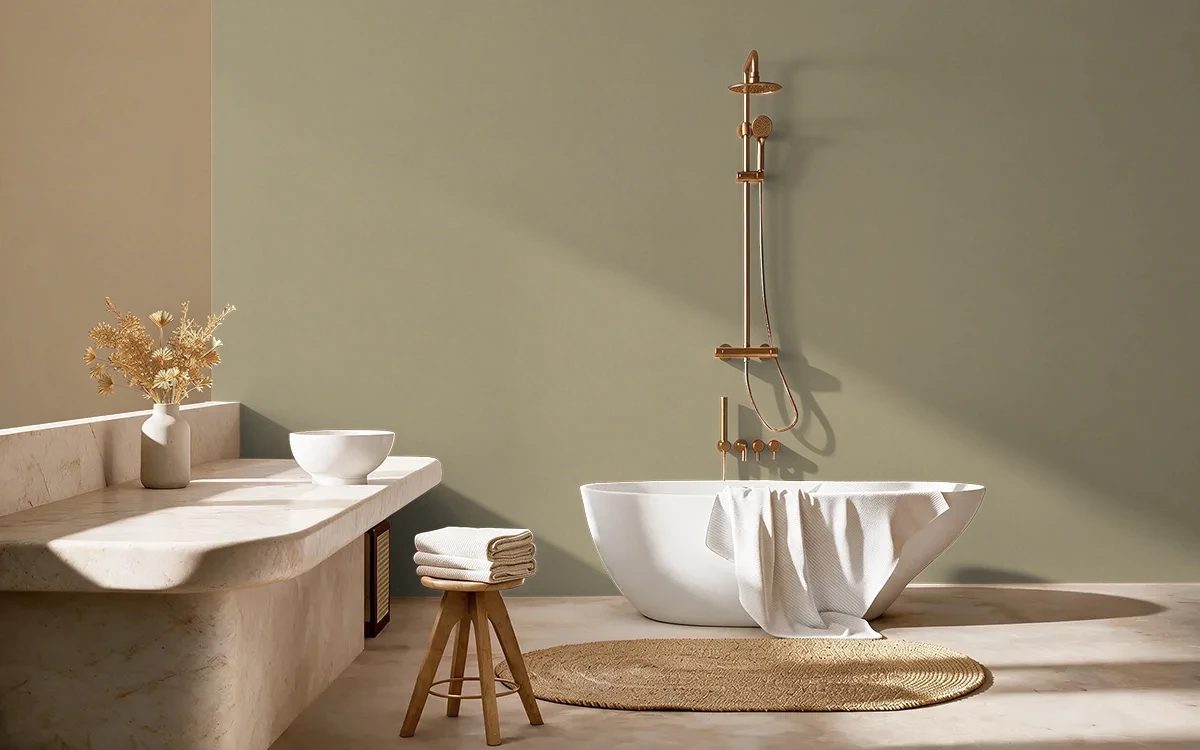 Nippon Paint's FERN FUSION color on different wall surfaces.