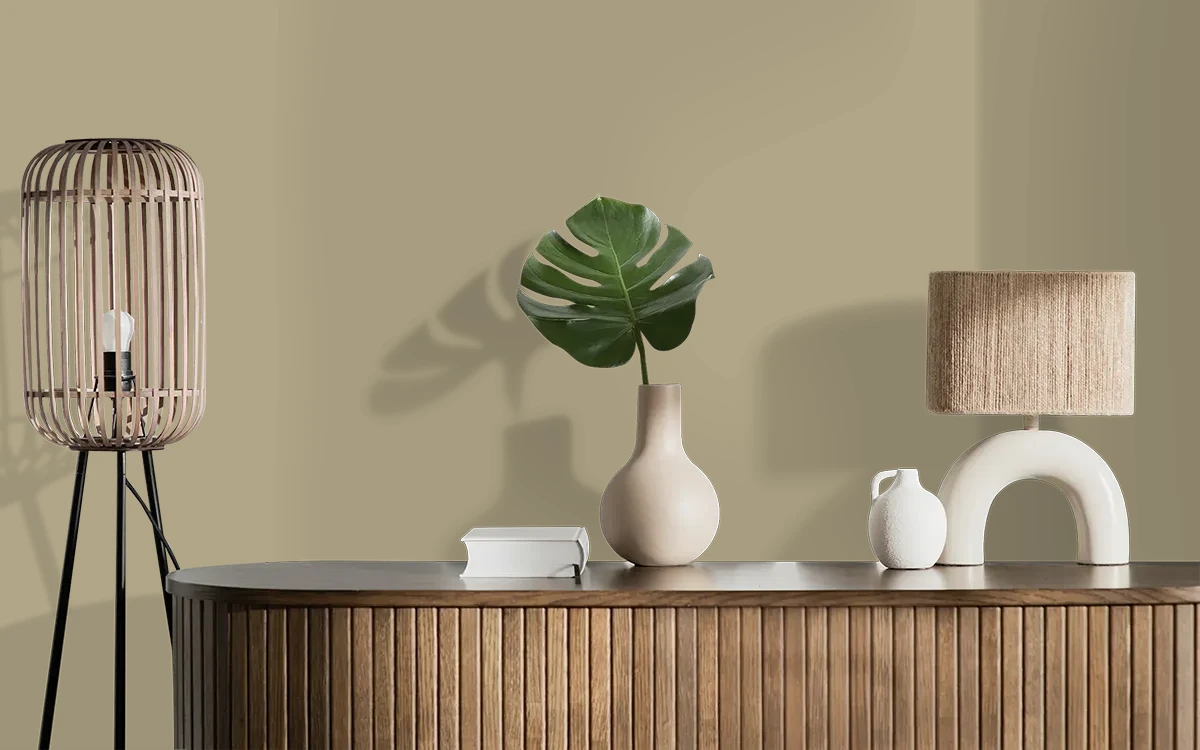 Nippon Paint's FERN FUSION color on different wall surfaces.