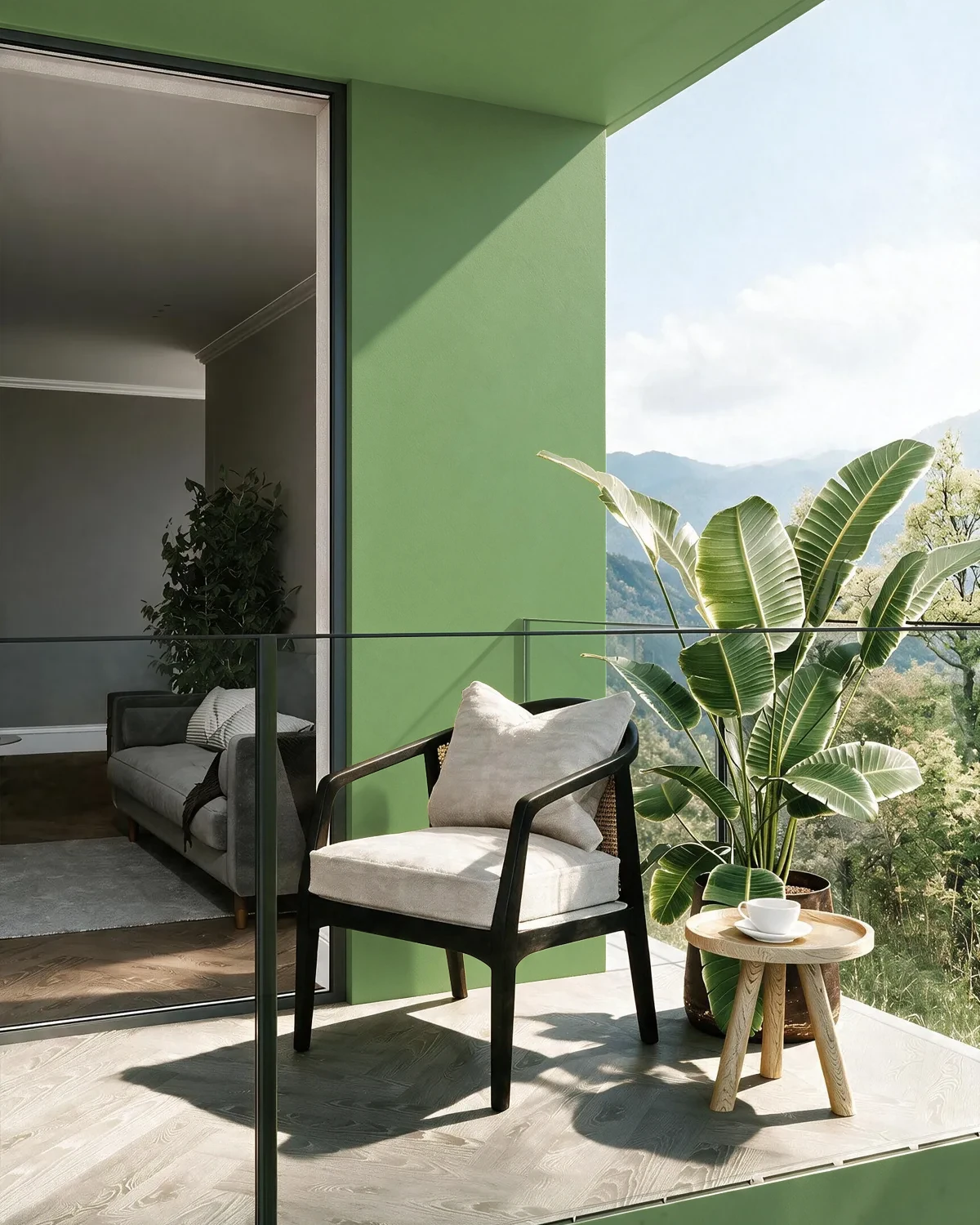 Nippon Paint's FERN RADIANCE color on a beautifully decorated wall.