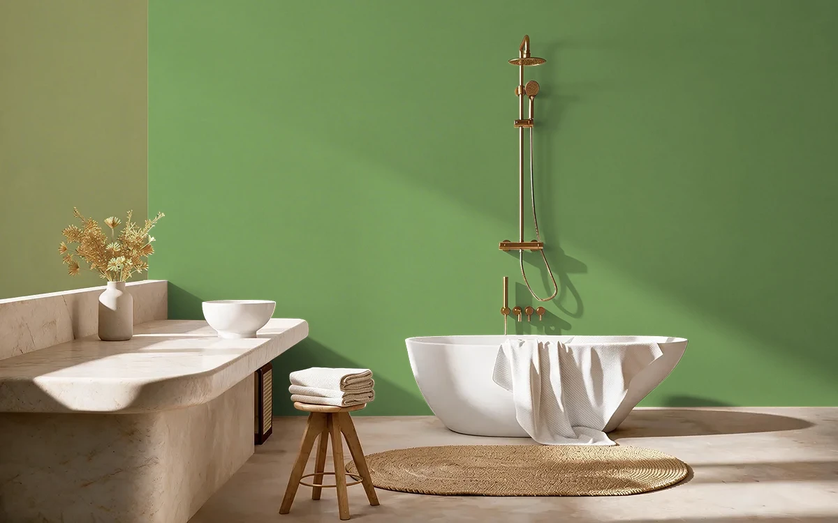 Nippon Paint's FERN RADIANCE color on different wall surfaces.