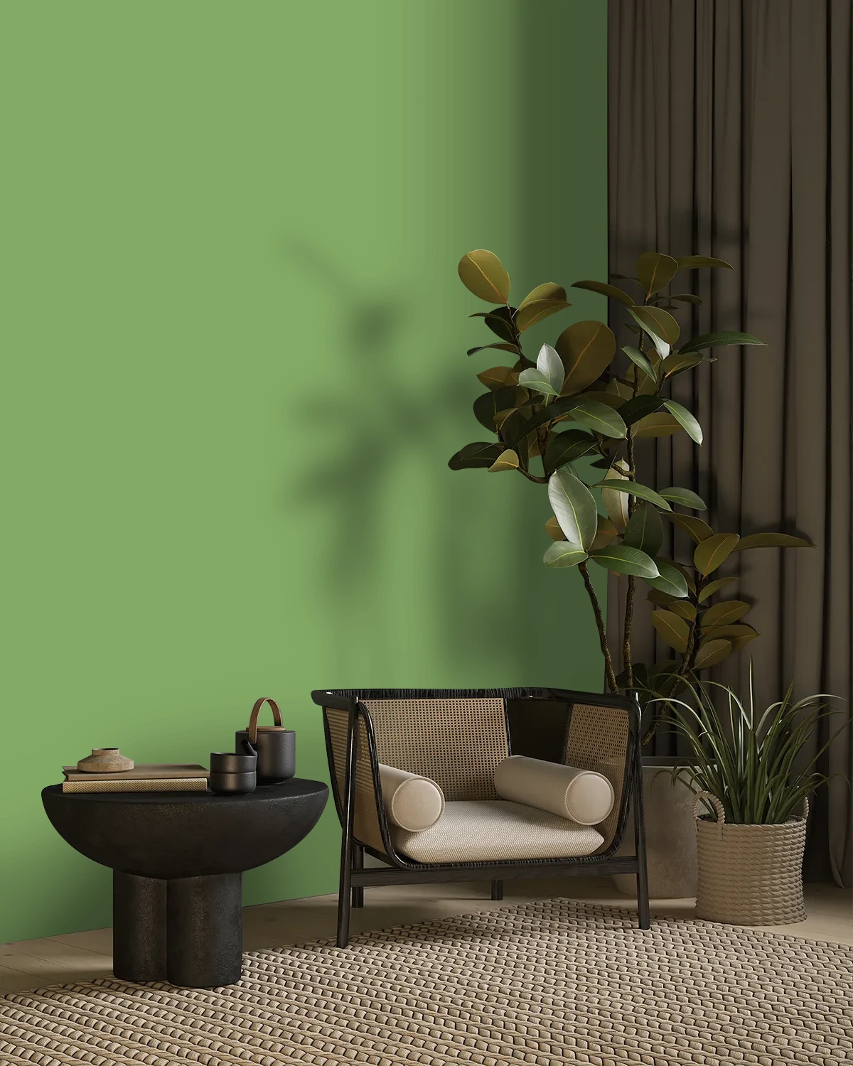Nippon Paint's FERN RADIANCE color on a beautifully decorated wall.