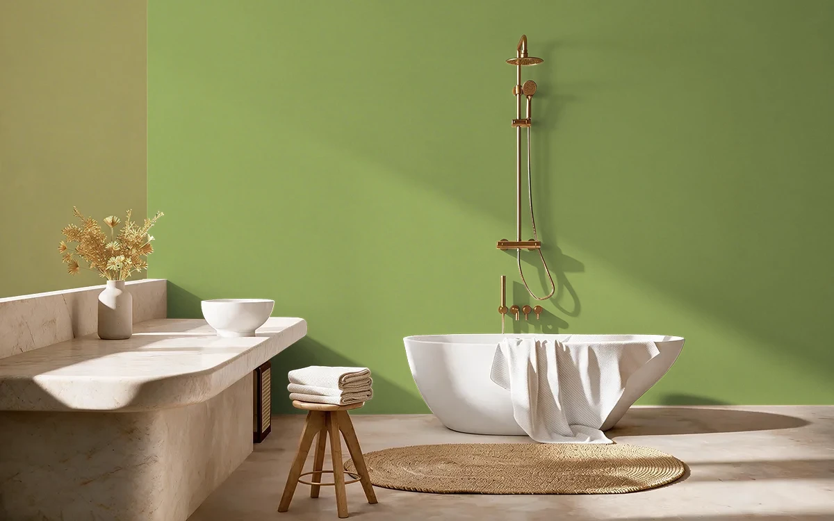 Nippon Paint's FERN SWIRL color on different wall surfaces.