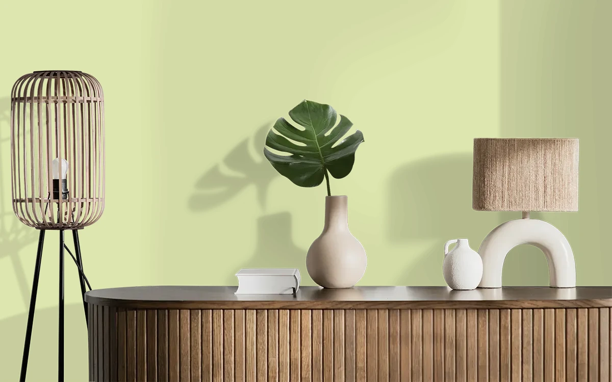 Nippon Paint's FERN TIP color on different wall surfaces.