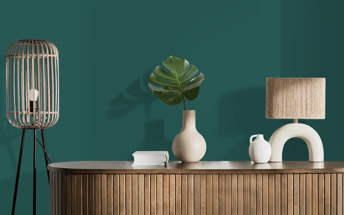 Nippon Paint's FERN ZEST color on different wall surfaces.