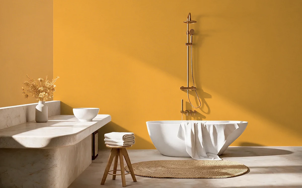 Nippon Paint's FIELD DAISY color on different wall surfaces.