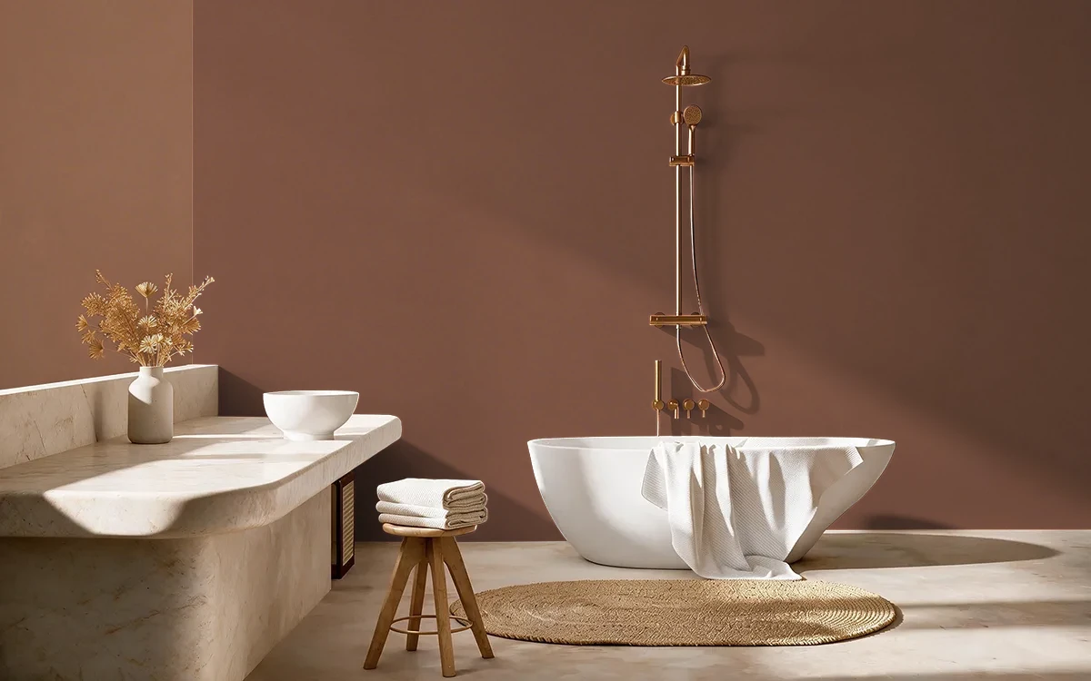 Nippon Paint's FIELD OAK color on different wall surfaces.