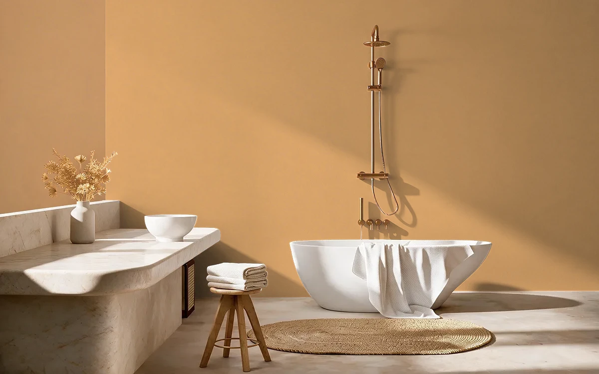 Nippon Paint's FIESTA FIRE color on different wall surfaces.