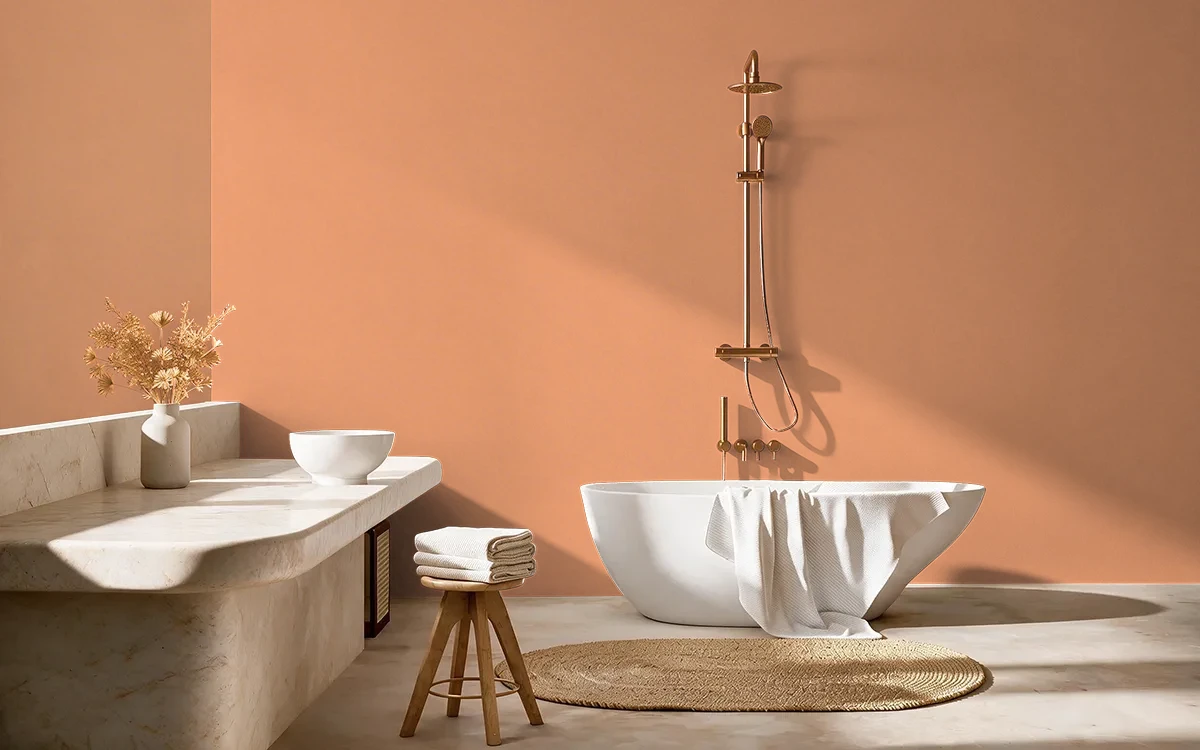 Nippon Paint's FIRE PLACE color on different wall surfaces.