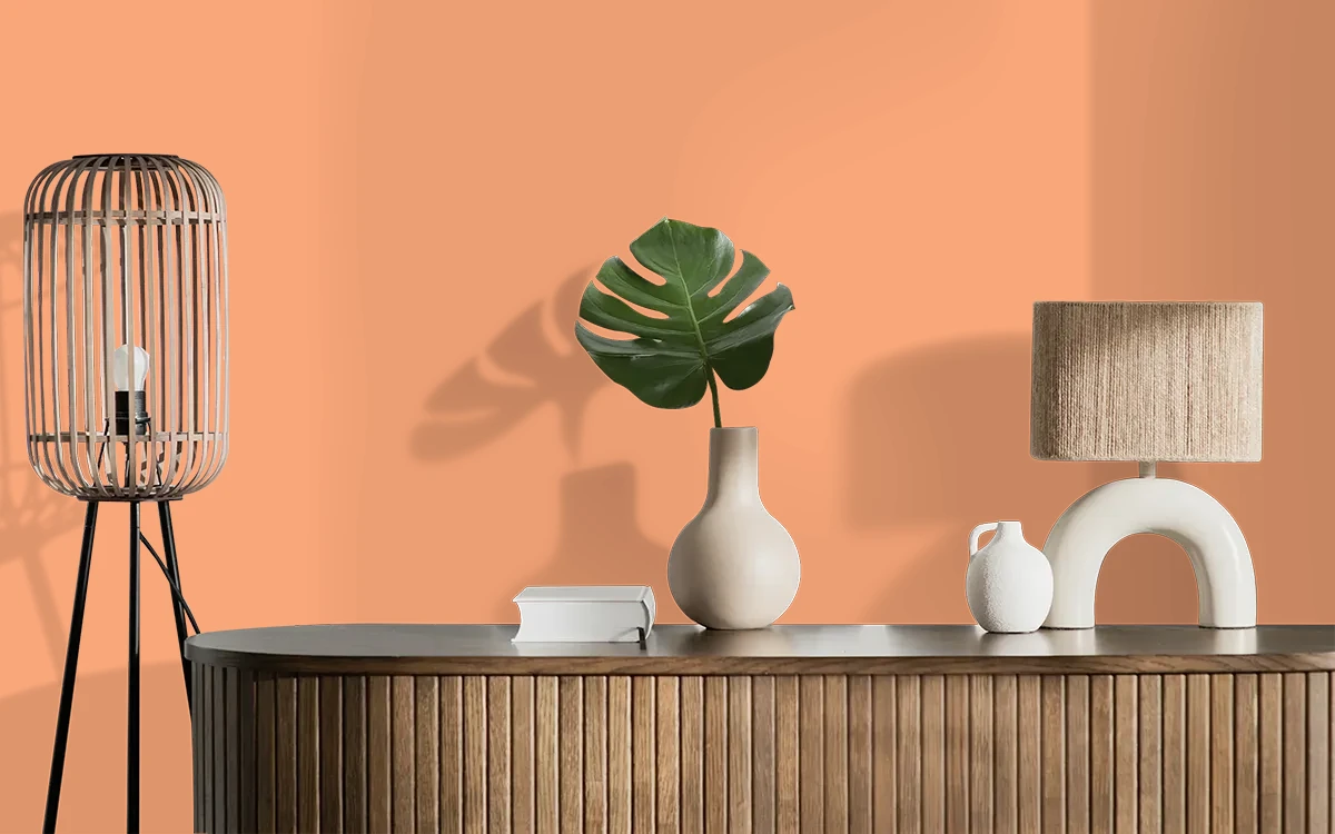 Nippon Paint's FIRE PLACE color on different wall surfaces.