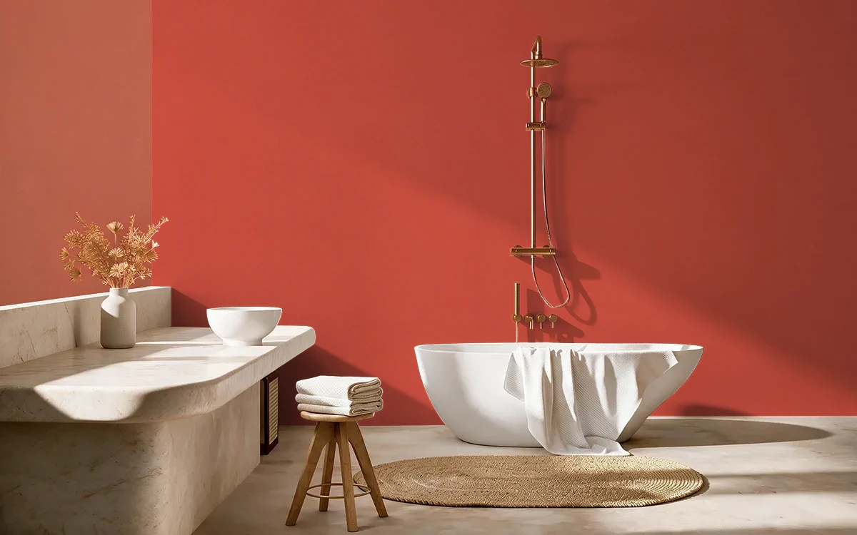 Nippon Paint's FLAMBOYANT color on different wall surfaces.