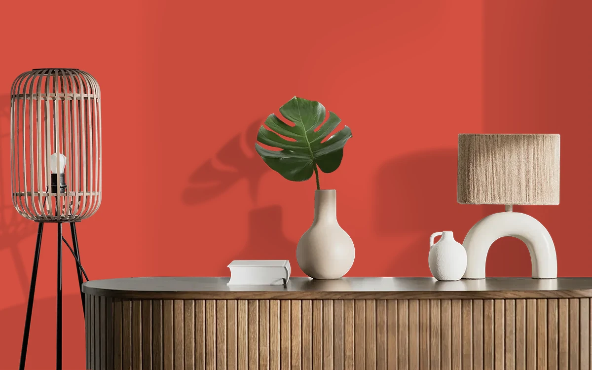 Nippon Paint's FLAMBOYANT color on different wall surfaces.
