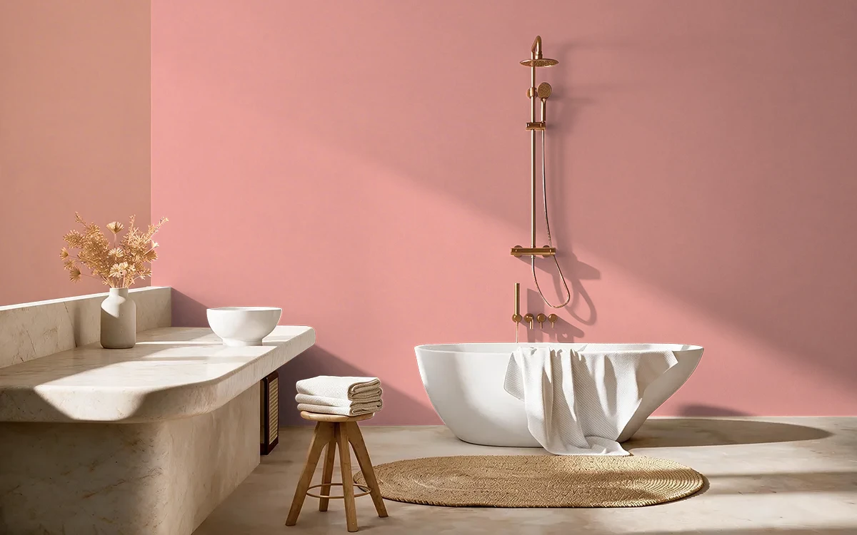Nippon Paint's FLOWER GIRL color on different wall surfaces.