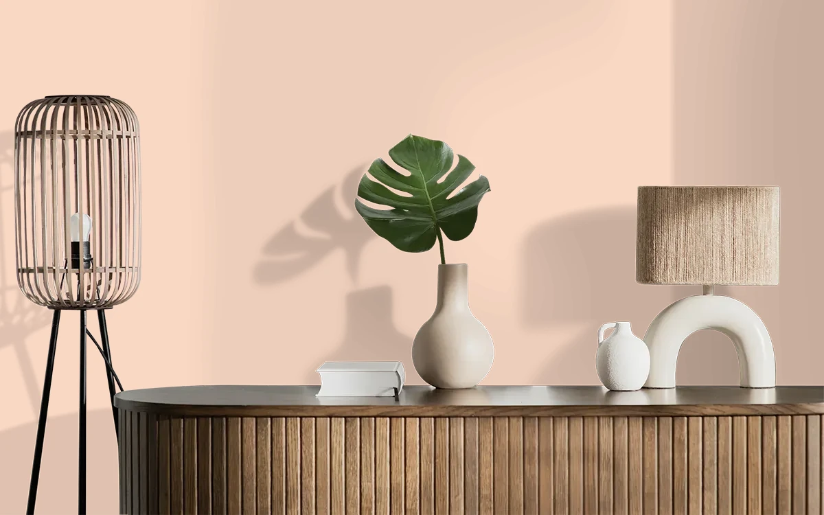 Nippon Paint's FLOWERY WORDS color on different wall surfaces.