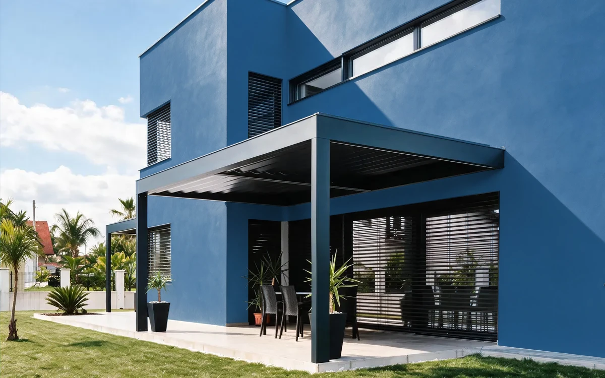 Nippon Paint's FLUID BLUE color on different wall surfaces.