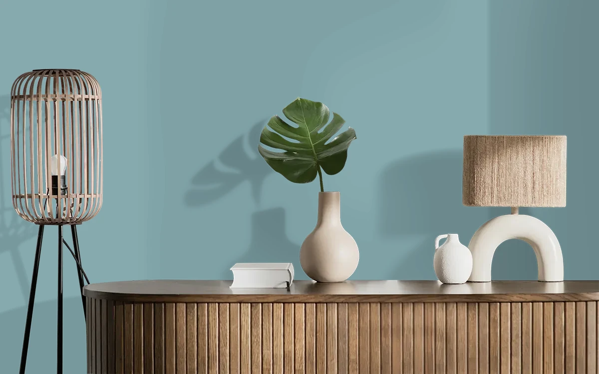 Nippon Paint's FLYING STREAMER color on different wall surfaces.