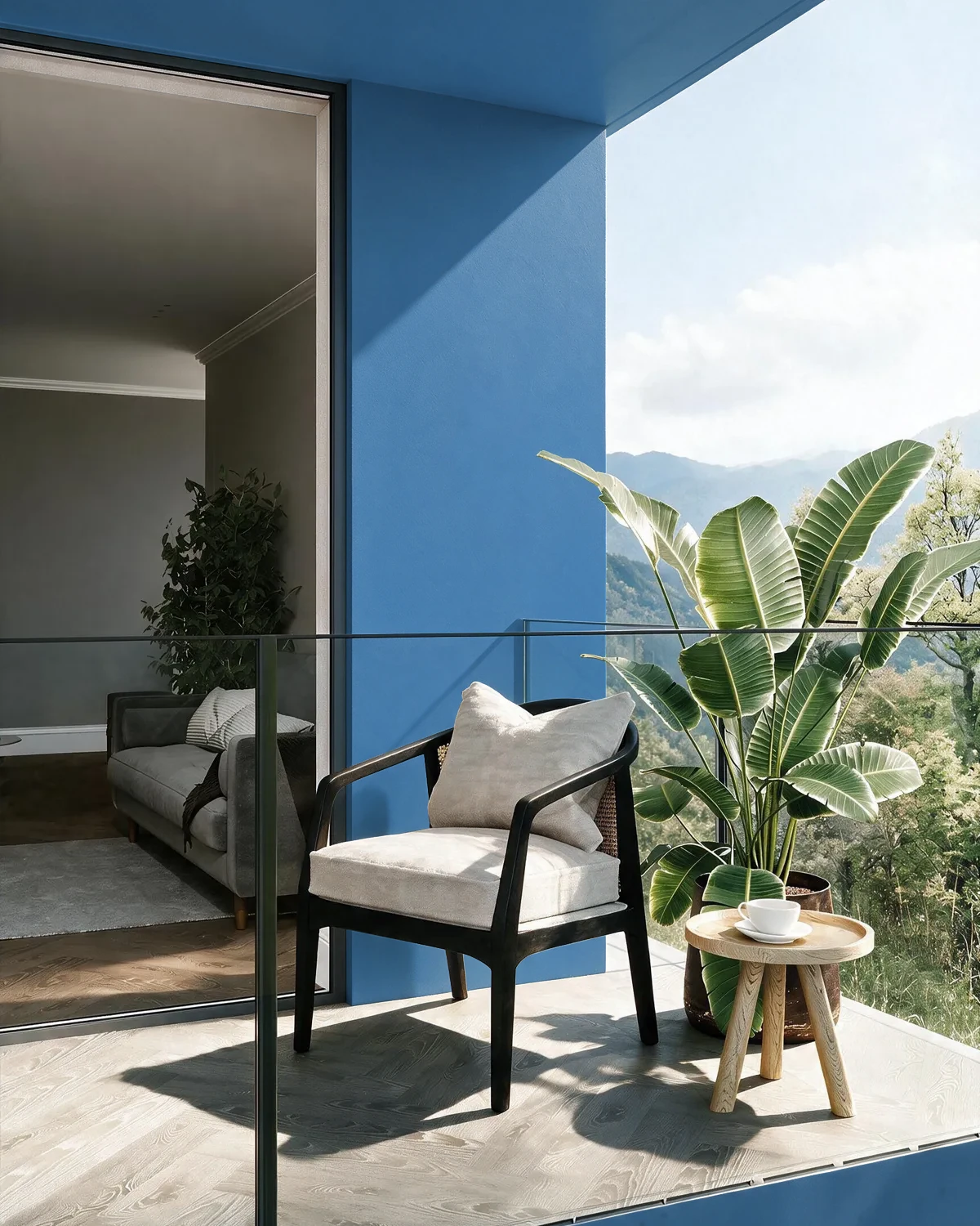 Nippon Paint's FOUNDER BLUE color on a beautifully decorated wall.
