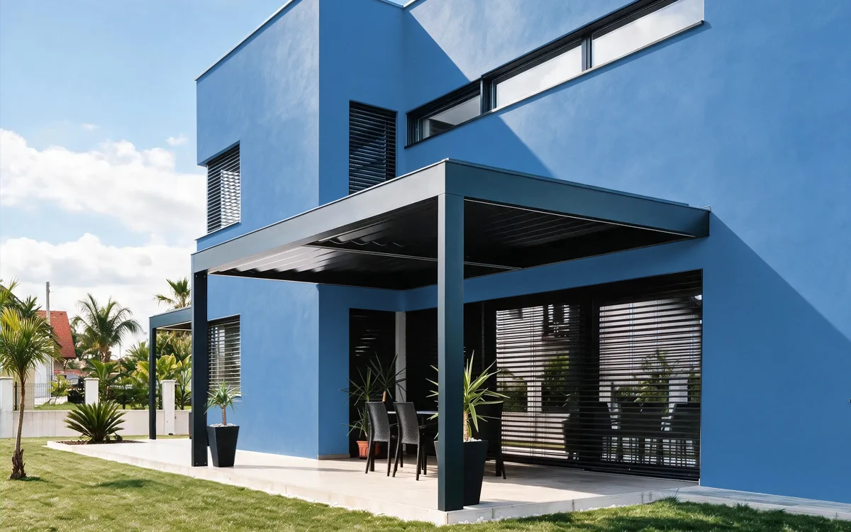 Nippon Paint's FOUNDER BLUE color on different wall surfaces.