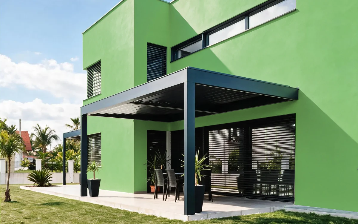Nippon Paint's FROLIC GREEN color on different wall surfaces.