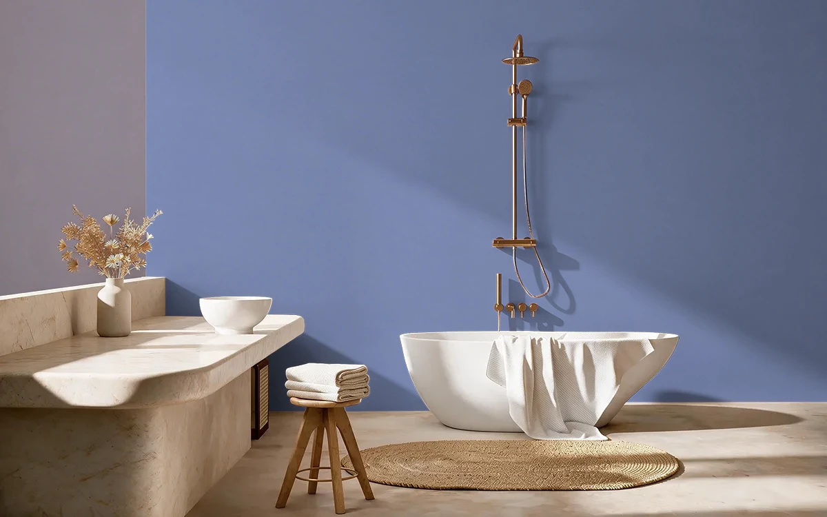 Nippon Paint's FROM THE GRAPEVINE color on different wall surfaces.