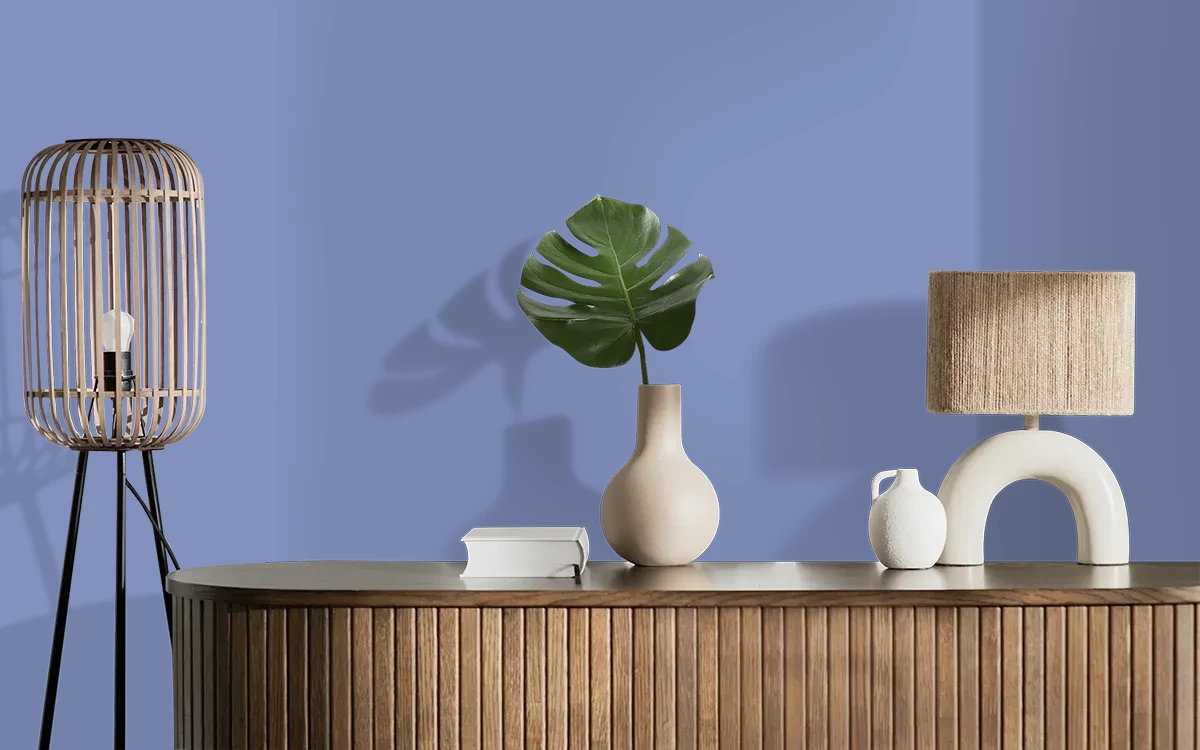 Nippon Paint's FROM THE GRAPEVINE color on different wall surfaces.