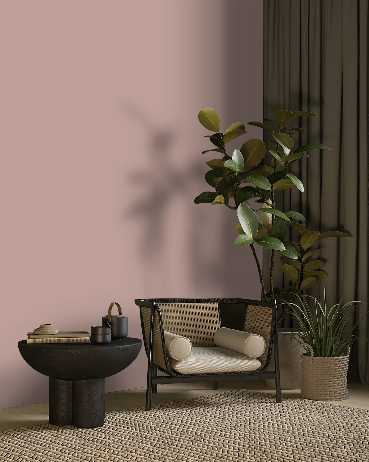 Nippon Paint's FRONTIER SHADOW color on a beautifully decorated wall.