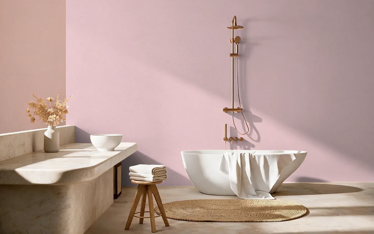 Nippon Paint's GARNET GLOW color on different wall surfaces.