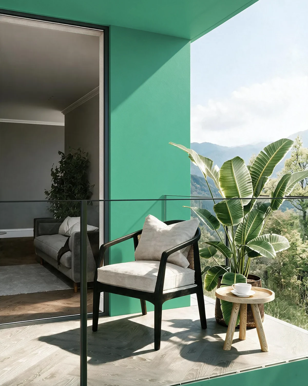 Nippon Paint's GAZING FIELDS color on a beautifully decorated wall.