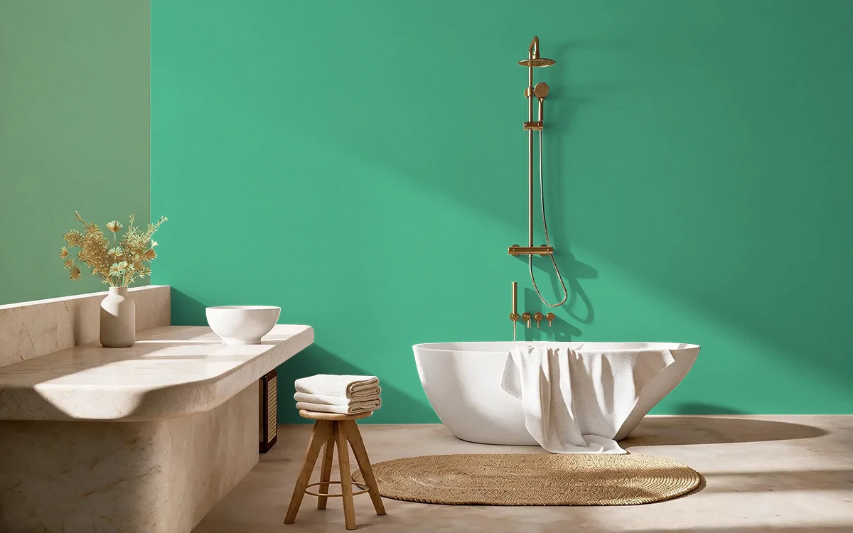 Nippon Paint's GAZING FIELDS color on different wall surfaces.