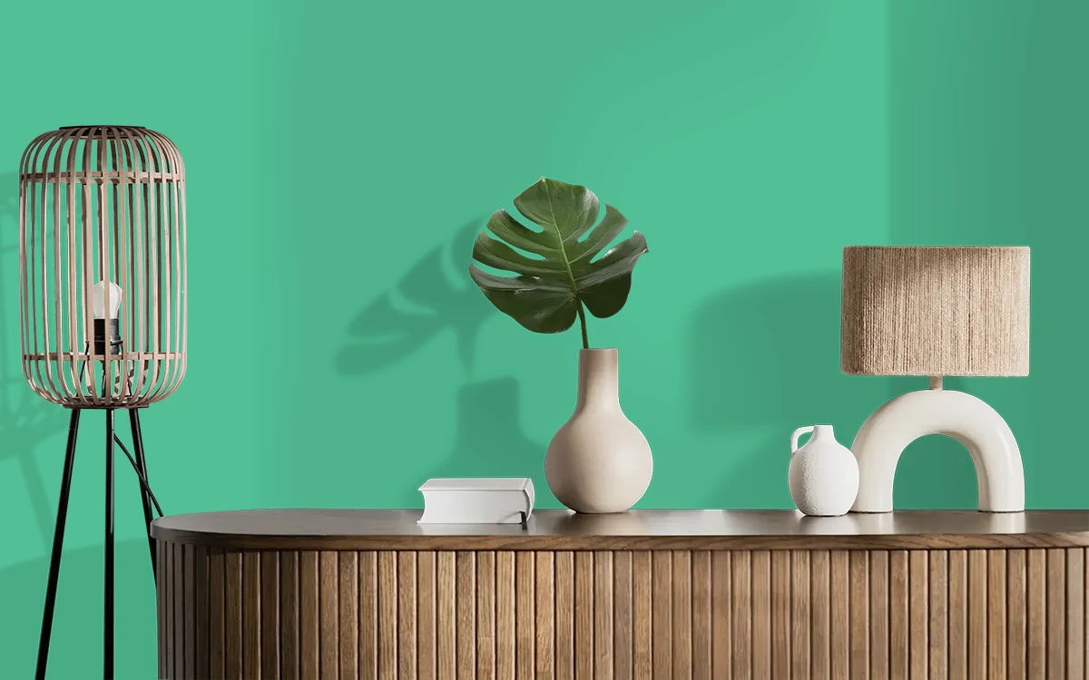 Nippon Paint's GAZING FIELDS color on different wall surfaces.