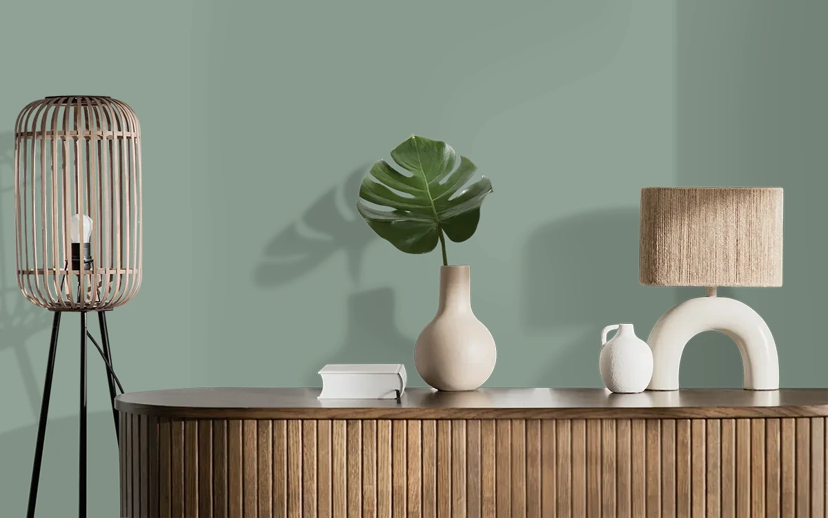Nippon Paint's GEORGIA FIELDS color on different wall surfaces.