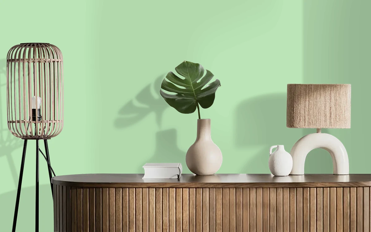Nippon Paint's GETAWAY color on different wall surfaces.