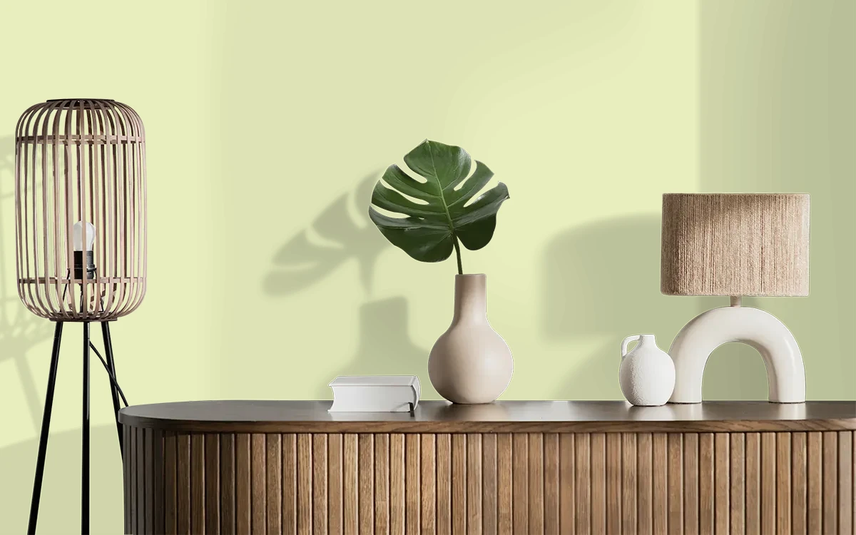 Nippon Paint's GINGER LEMONGRASS color on different wall surfaces.