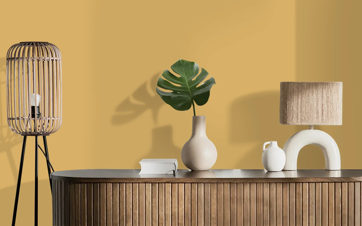 Nippon Paint's GINGER SNAP color on different wall surfaces.