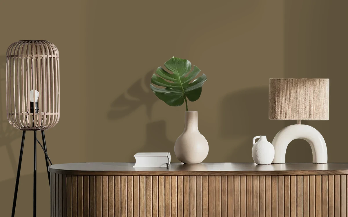 Nippon Paint's GINGERBREAD JOY color on different wall surfaces.