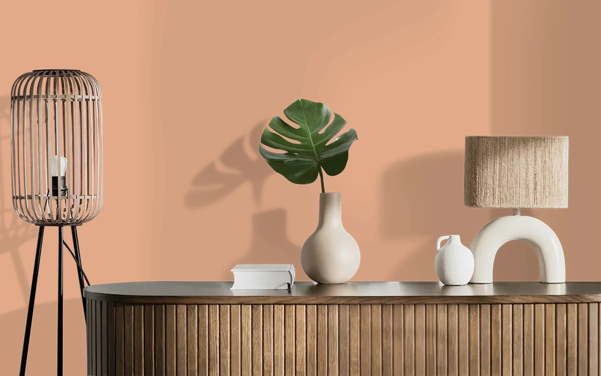 Nippon Paint's GINGERED BLISS color on different wall surfaces.