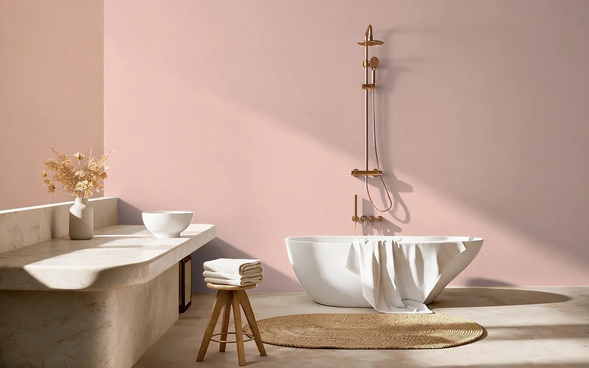 Nippon Paint's GIRLISH GIGGLE color on different wall surfaces.
